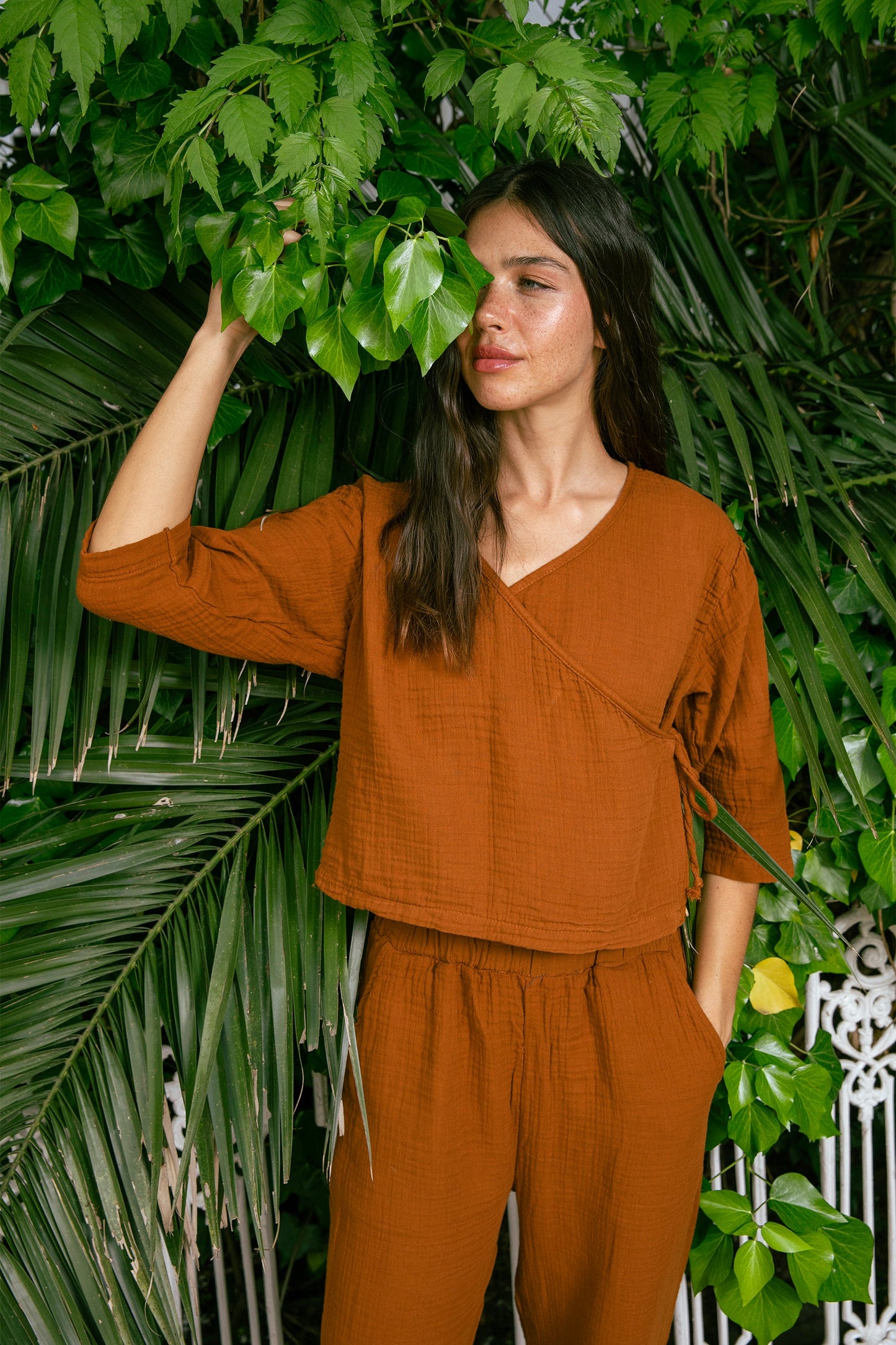 Cinnamon Muslin Wrap Top